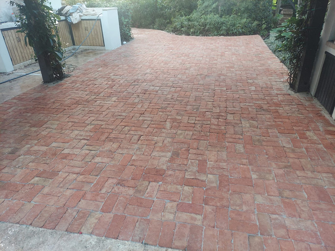 Clay pavers used for a backyard