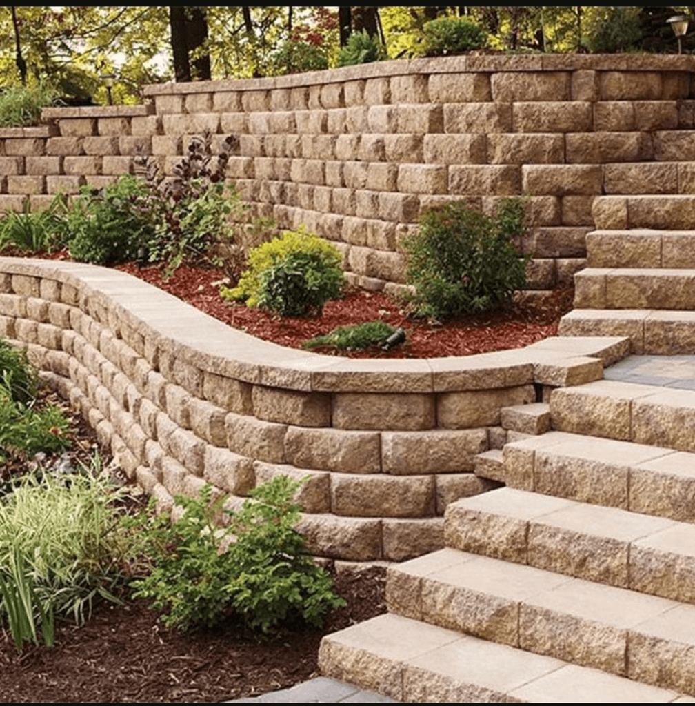 Stone pavers used for retaining walls