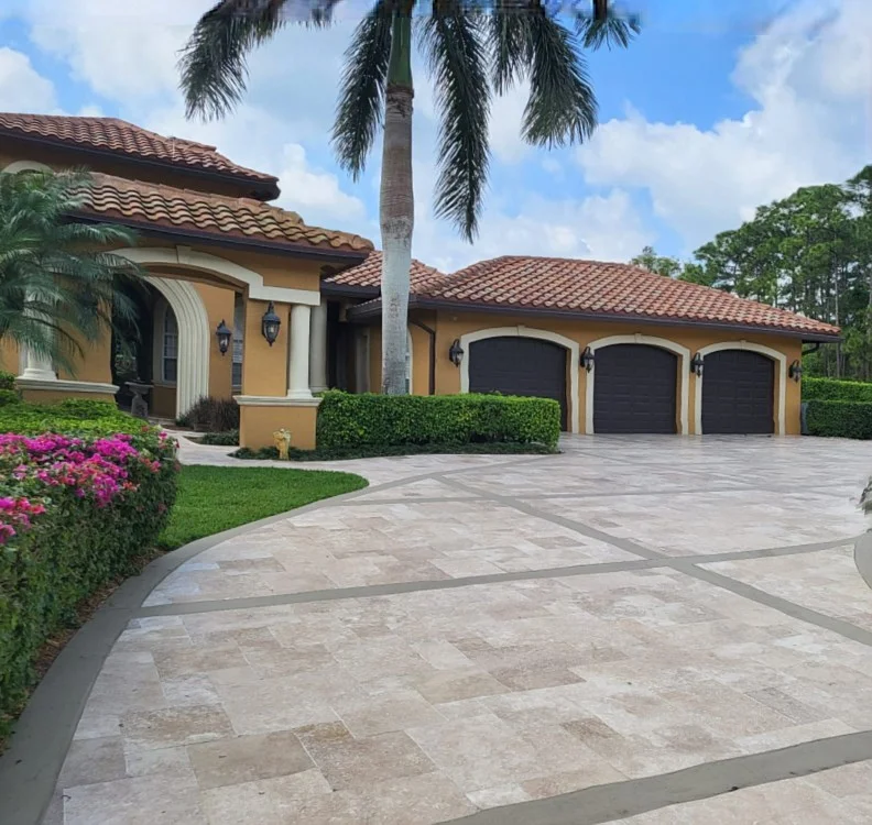 A driveway paver installation project in West Palm Beach, FL